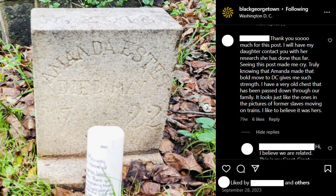 Instagram post depicting Estes descendants conversating in the comments