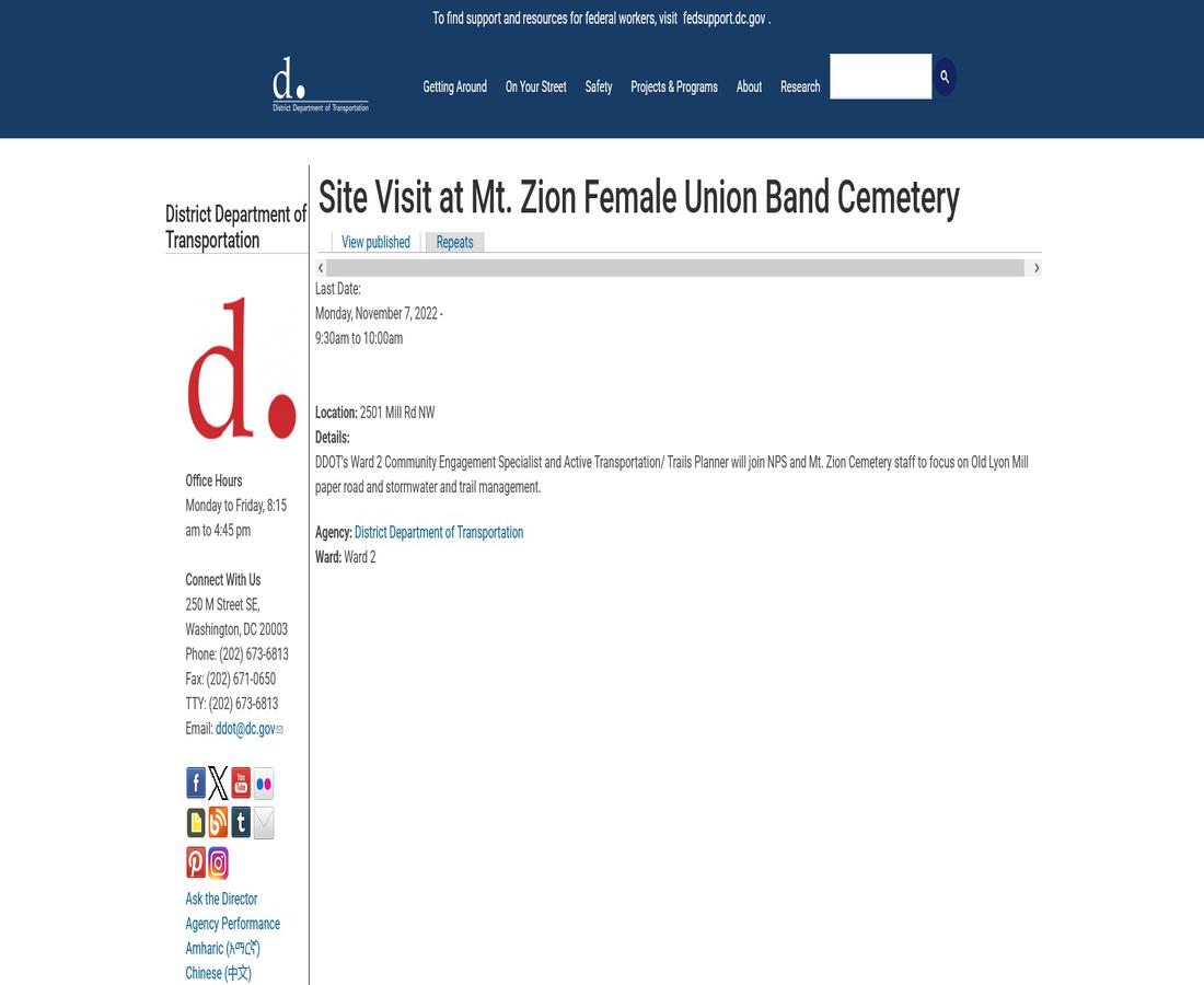 Site Visit at Mt. Zion Female Union Band Cemetery