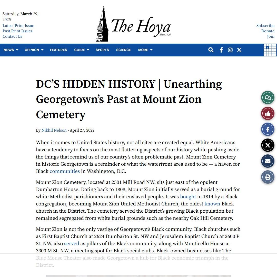 DC’S HIDDEN HISTORY: Unearthing Georgetown’s Past at Mount Zion Cemetery