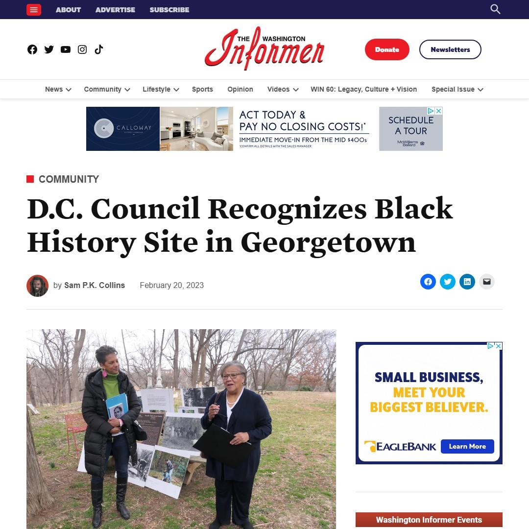 D.C. Council Recognizes Black History Site in Georgetown
