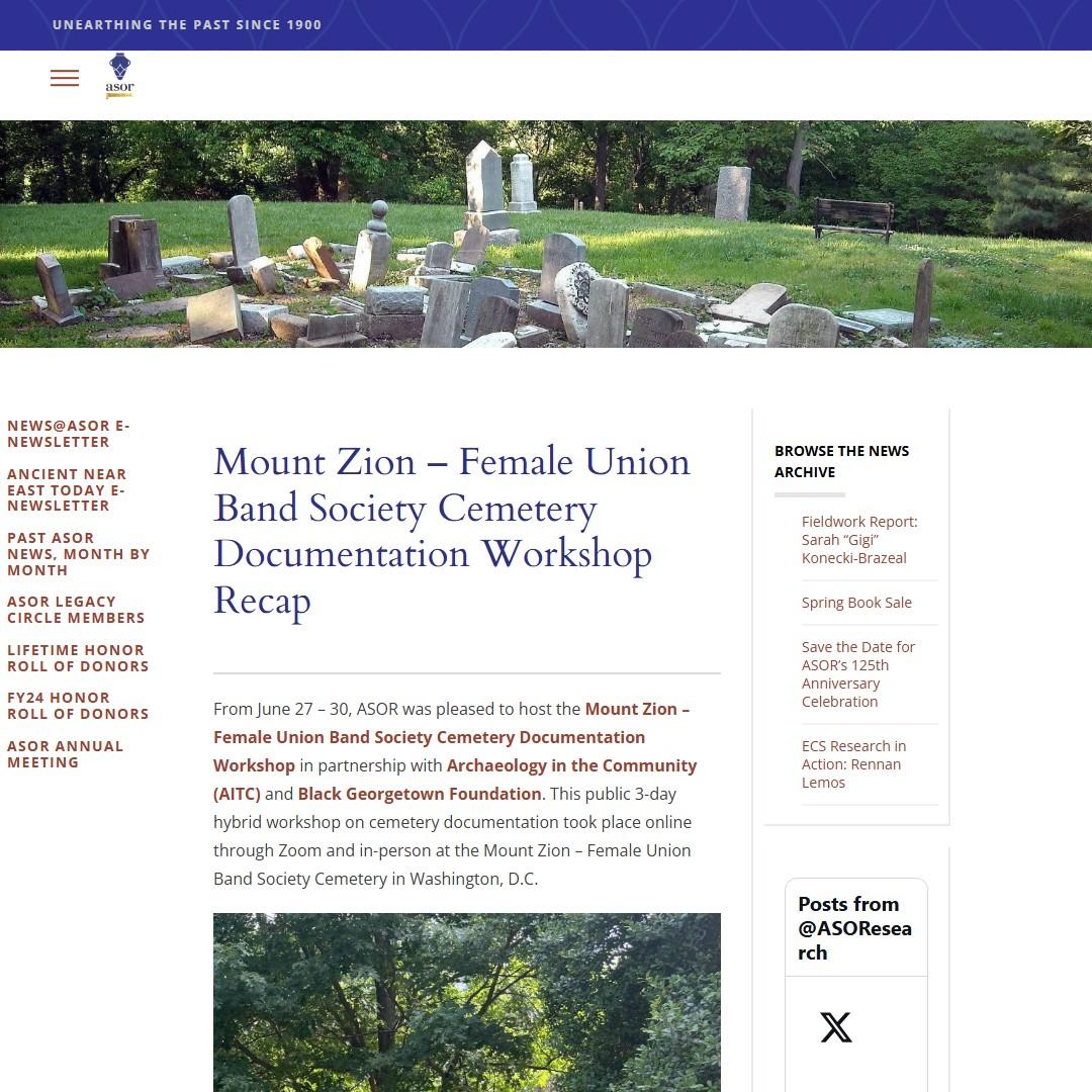 Mount Zion – Female Union Band Society Cemetery Documentation Workshop Recap