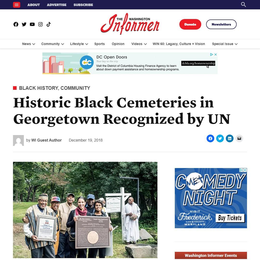 Historic Black Cemeteries in Georgetown Recognized by UN