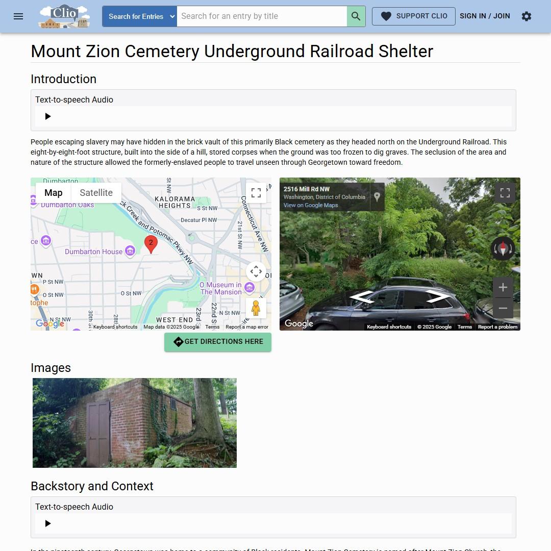 Mount Zion Cemetery Underground Railroad Shelter