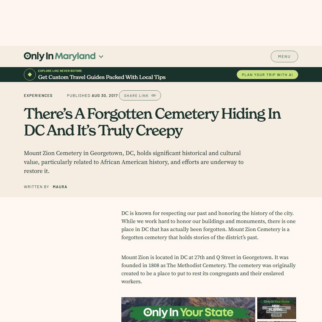 Mount Zion is The Most Important Forgotten Cemetery In DC