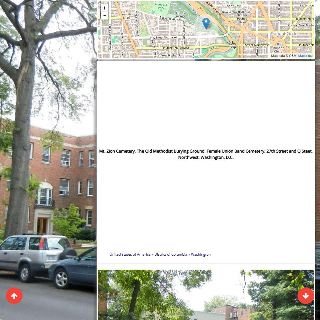 Mt. Zion Cemetery, The Old Methodist Burying Ground, Female Union Band Cemetery, 27th Street and Q Steet, Northwest, Washington, D.C.