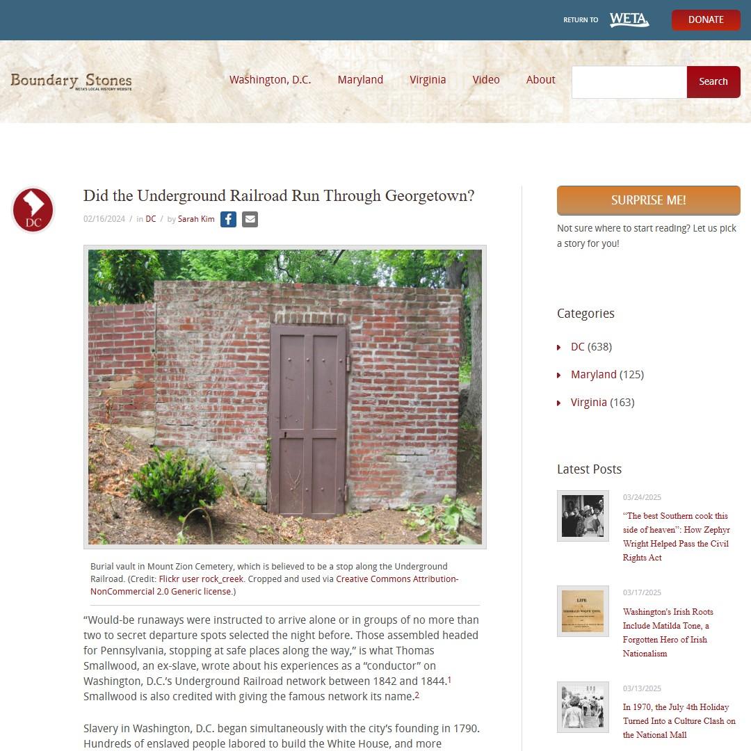 Did the Underground Railroad Run Through Georgetown?