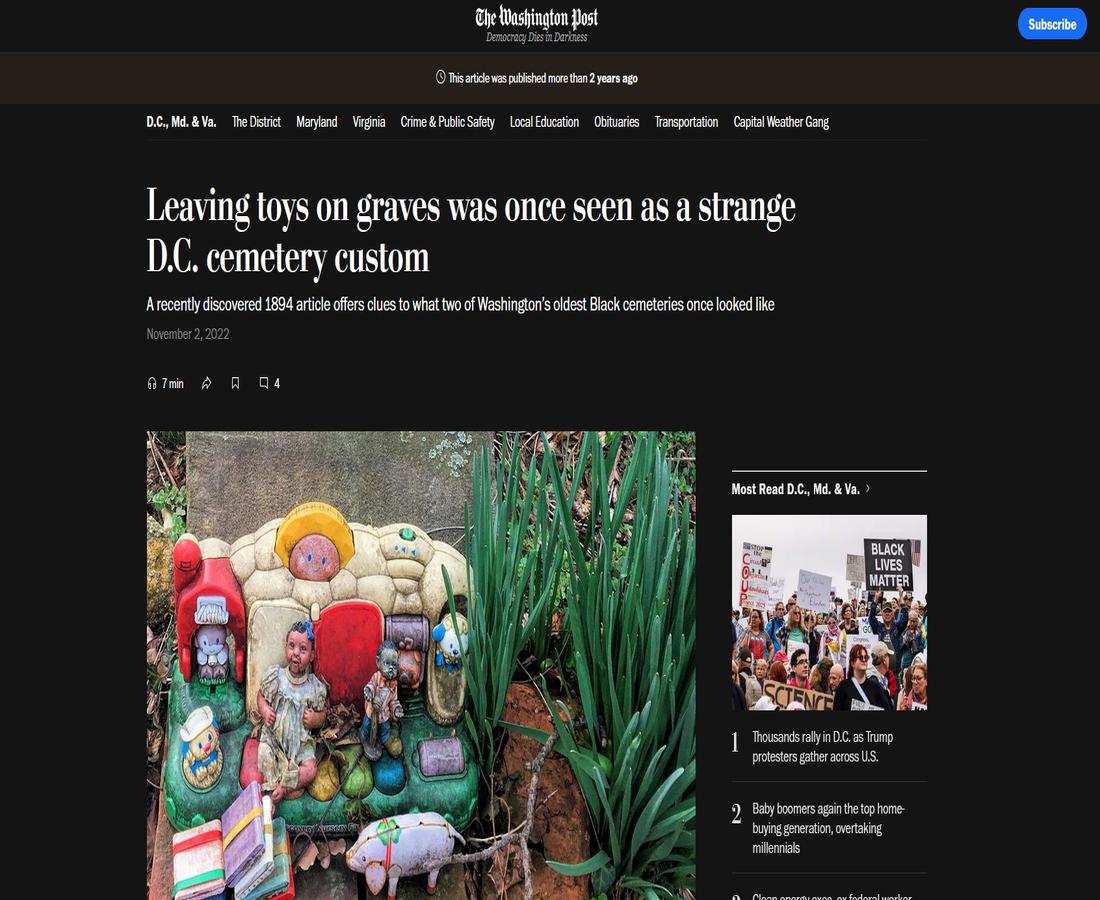 Leaving toys on graves was once seen as a strange D.C. cemetery custom