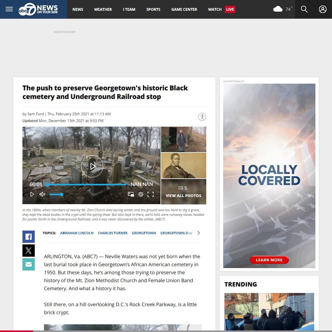 The push to preserve Georgetown's historic Black cemetery and Underground Railroad stop