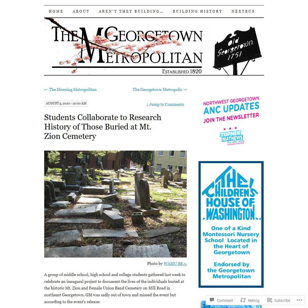Students Collaborate to Research History of Those Buried at Mt. Zion Cemetery
