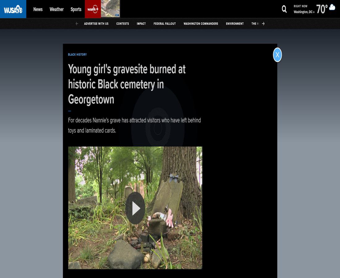 Young girl's gravesite burned at historic Black cemetery in Georgetown