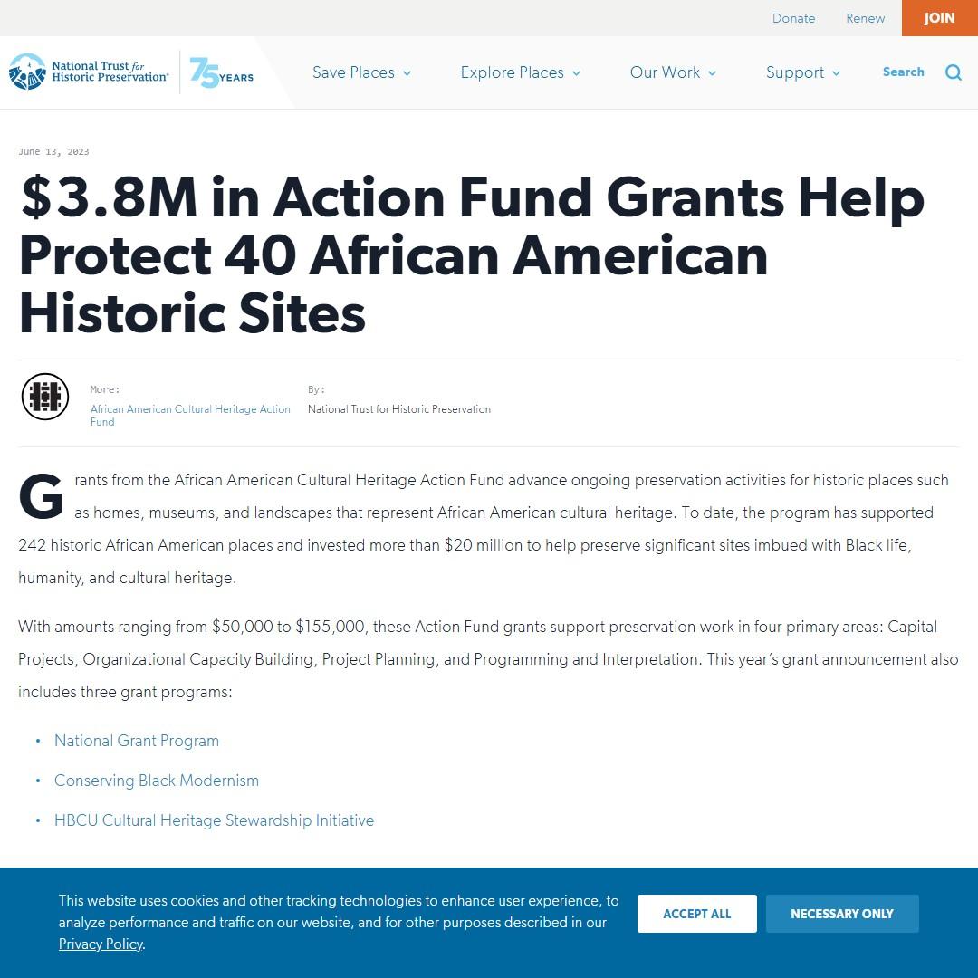 $3.8M in Action Fund Grants Help Protect 40 African American Historic Sites