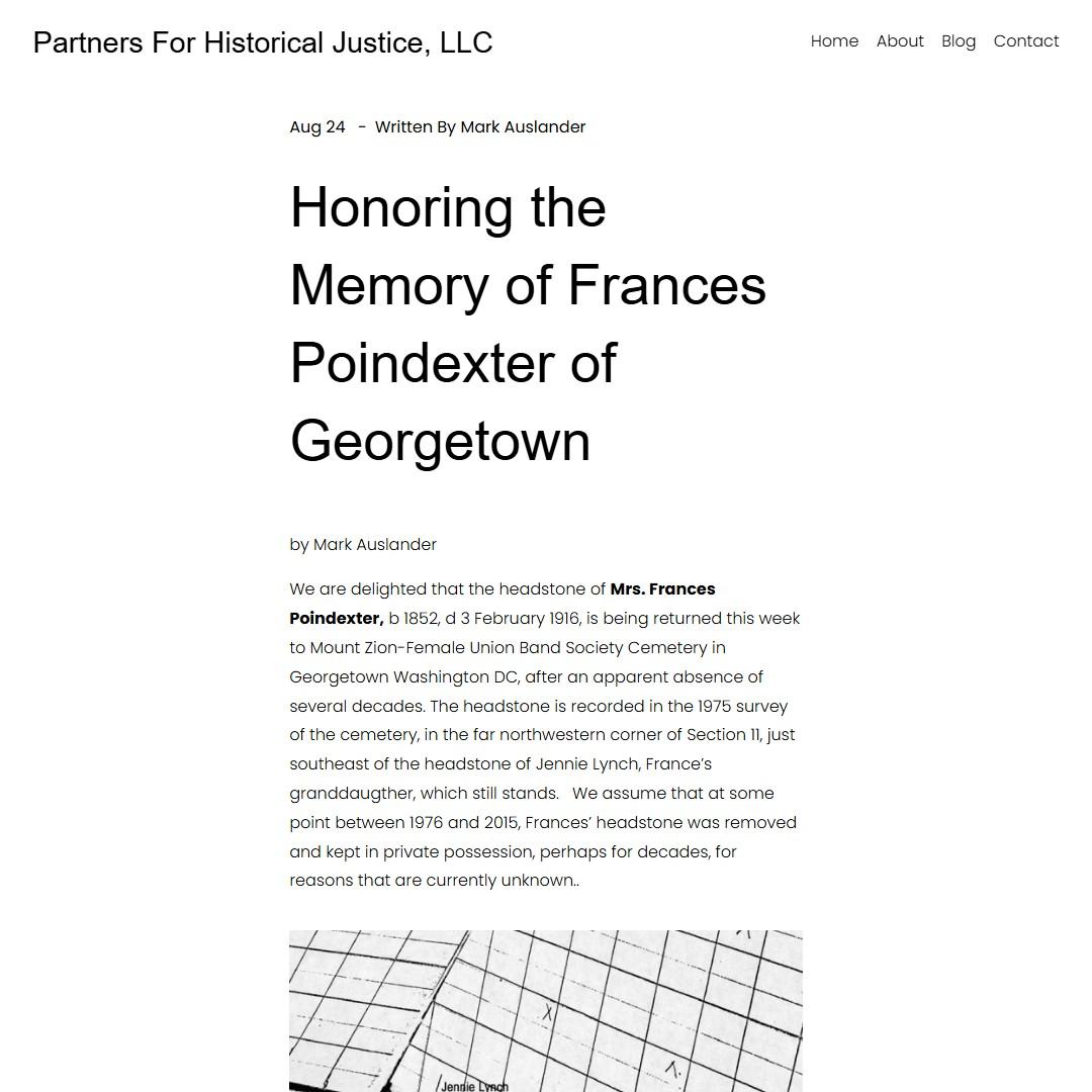 Honoring the Memory of Frances Poindexter of Georgetown