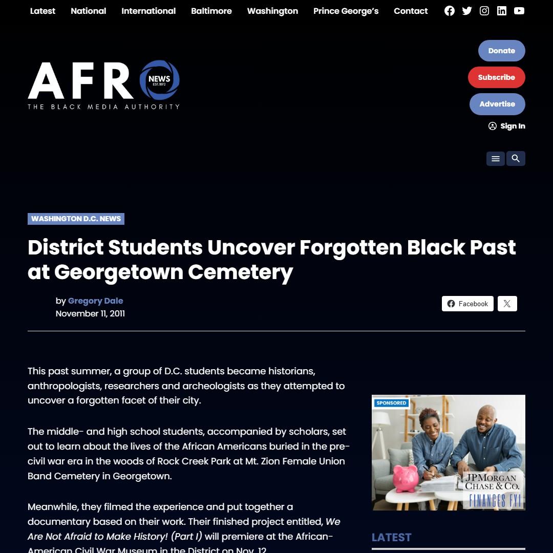 District Students Uncover Forgotten Black Past at Georgetown Cemetery