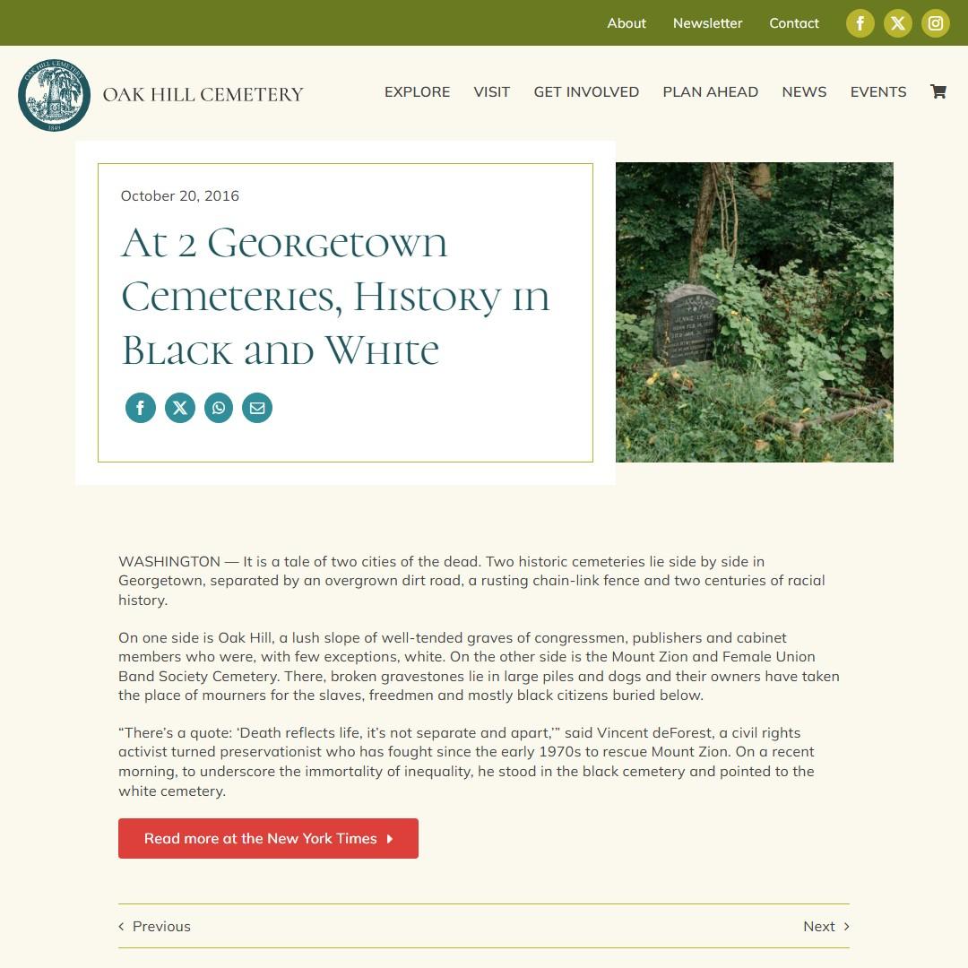 At 2 Georgetown Cemeteries, History in Black and White